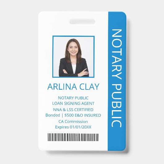 Notaris Openbare Lening Ondertekening Agent ID Bad Badge (Voorzijde)