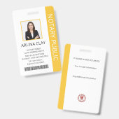 Notaris Openbare Lening Ondertekening Agent ID Bad Badge (Voor- en achterkant)