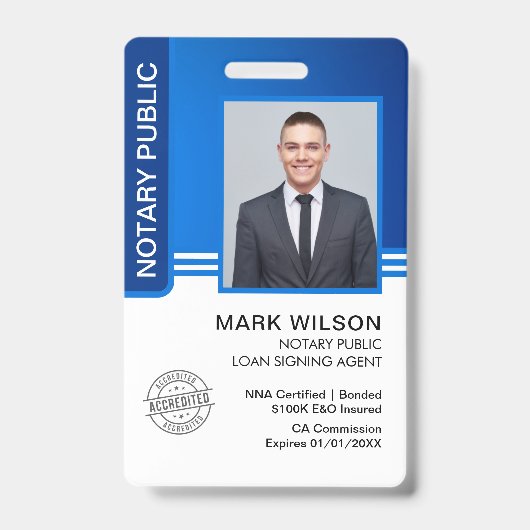 Notaris Openbare Lening Ondertekening Agent ID Badge (Voorzijde)