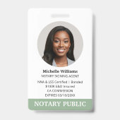 Notaris Openbare Lening Ondertekening Agent ID Fot Badge (Voorzijde)