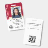 Notaris Openbare Lening Ondertekening Agent ID Roo Badge (Voor- en achterkant)