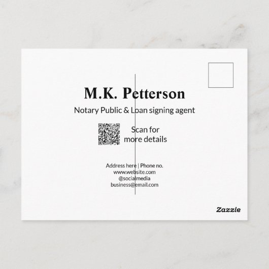 notaris openbare lening ondertekening agent naam a briefkaart (Achterkant)