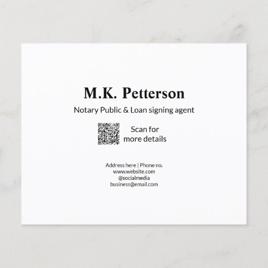 notaris openbare lening ondertekening agent naam a flyer (Achterkant)