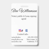 Notaris openbare Lening ondertekening agent toevoe Badge (Achterkant)