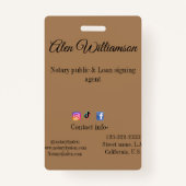 Notaris openbare Lening ondertekening agent toevoe Badge (Achterkant)