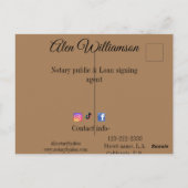 Notaris openbare Lening ondertekening agent toevoe Briefkaart (Achterkant)