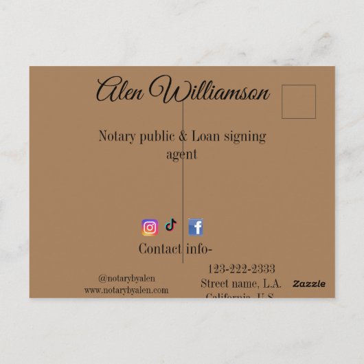 Notaris openbare Lening ondertekening agent toevoe Briefkaart (Achterkant)