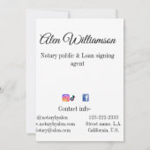 Notaris openbare Lening ondertekening agent toevoe Kaart (Achterkant)