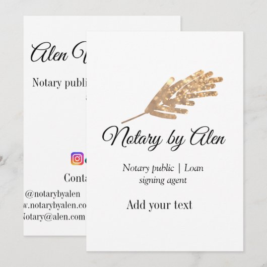 Notaris openbare Lening ondertekening agent toevoe Kaart (Voorkant / Achterkant)