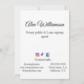 Notaris openbare Lening ondertekening agent toevoe Kaart (Achterkant)
