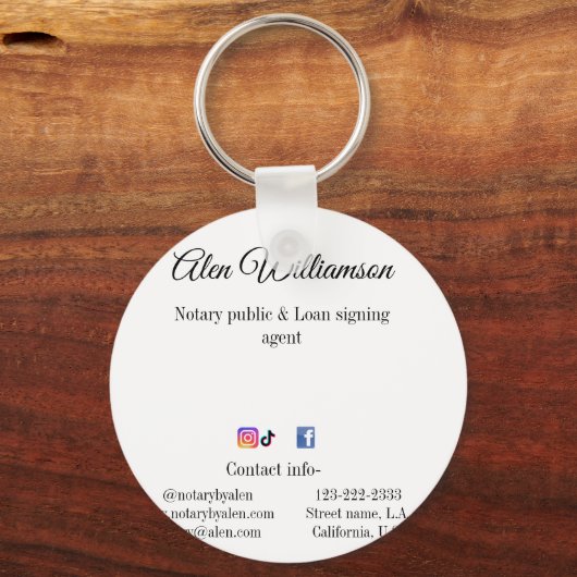 Notaris openbare Lening ondertekening agent toevoe Sleutelhanger (Achterkant)