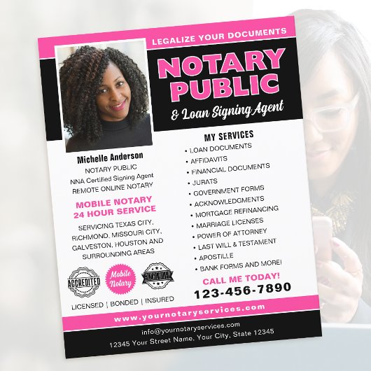 Notaris Openbare Lening Ondertekeningsagent Pink B Flyer