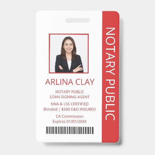 Notaris Openbare Leningondertekeningsagent ID-badg Badge (Voorzijde)