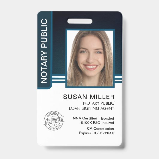 Notaris Openbare Leningsondertekeningsagent ID Badge (Voorzijde)