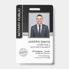 Notaris Openbare Leningsondertekeningsagent ID Badge