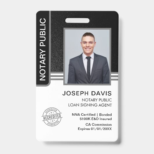 Notaris Openbare Leningsondertekeningsagent ID Badge (Voorzijde)