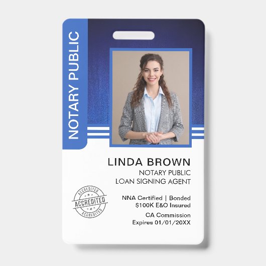Notaris Openbare Leningsondertekeningsagent ID Badge (Voorzijde)