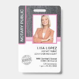 Notaris Openbare Leningsondertekeningsagent ID Badge