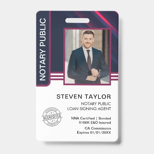 Notaris Openbare Leningsondertekeningsagent ID Badge (Voorzijde)