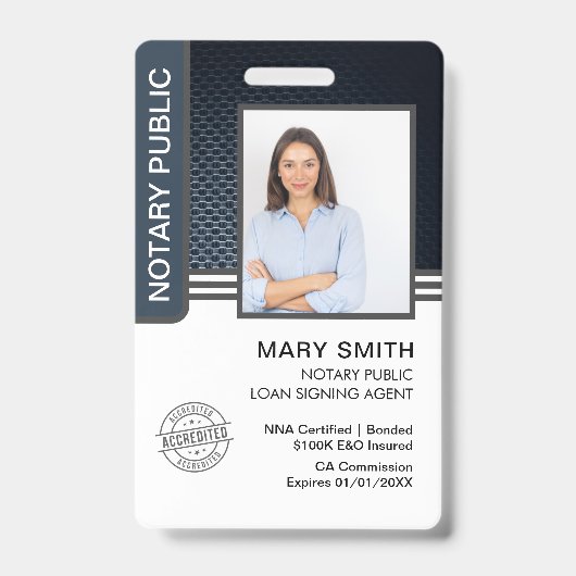 Notaris Openbare Leningsondertekeningsagent ID Badge (Voorzijde)