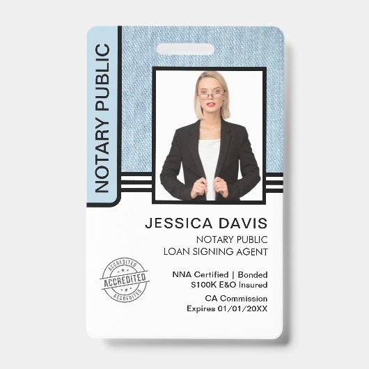 Notaris Openbare Leningsondertekeningsagent ID Badge (Voorzijde)