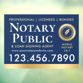 Notaris Openbare Ondertekenaar Elegant Navy Goud Raamsticker (Vel 3)