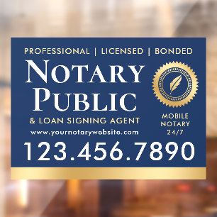 Notaris Openbare Ondertekenaar Elegant Navy Goud Raamsticker
