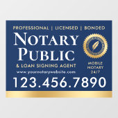 Notaris Openbare Ondertekenaar Elegant Navy Goud Raamsticker (Vel)