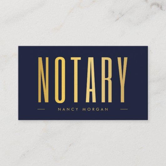 Notaris openbare ondertekenaar Navy Gold Logo Visitekaartje (Voorkant)