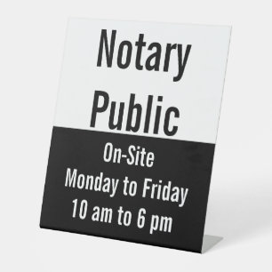 Notaris Openbare Onsite Uren Zwart & Wit Sjabloon Reclamebord Met Voetstuk