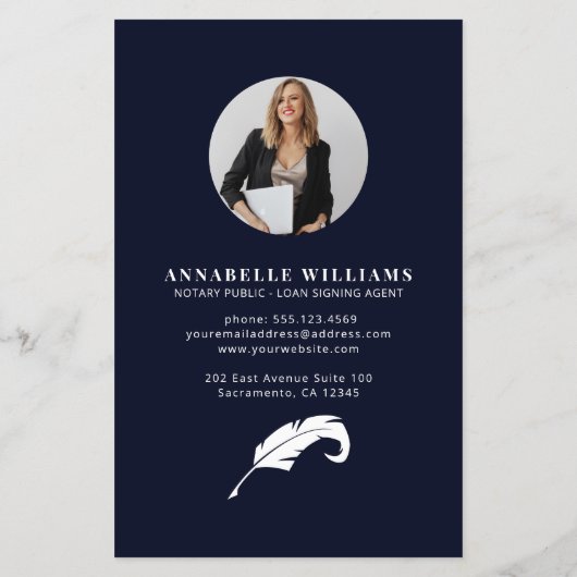 Notaris Openbare Waterverf Quill Feather QR Code Flyer (Achterkant)