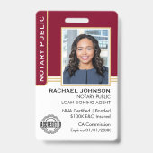 Notaris Overheidslening Ondertekenaar ID Bourgogne Badge (Voorzijde)