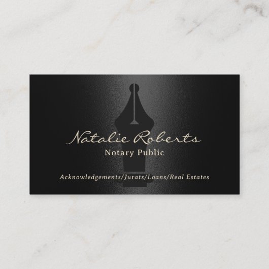 Notaris Overheidslening Ondertekenaar Modern Zwart Visitekaartje (Voorkant)