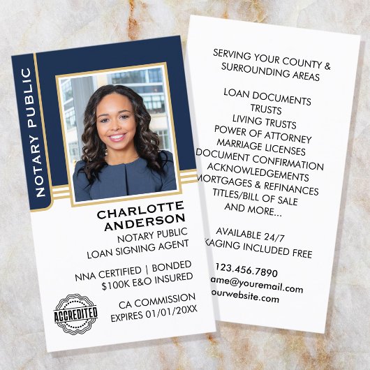 Notaris Overheidslening Signing Agent ID Blue Gold Visitekaartje