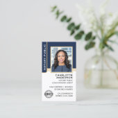 Notaris Overheidslening Signing Agent ID Blue Gold Visitekaartje (Staand voorkant)