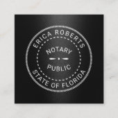 Notaris overheidsstempel Elegant Black Metallic Vierkante Visitekaartje (Voorkant)