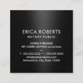 Notaris overheidsstempel Elegant Black Metallic Vierkante Visitekaartje (Achterkant)