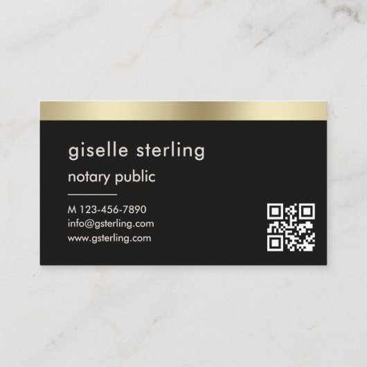 Notaris Public Black QR Code Gold Folie Visitekaartje (Achterkant)
