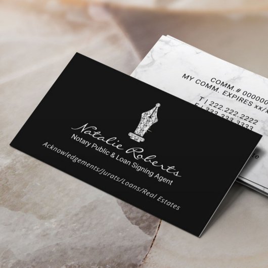 Notaris Public Diamond Pen Ondertekenaar Visitekaartje