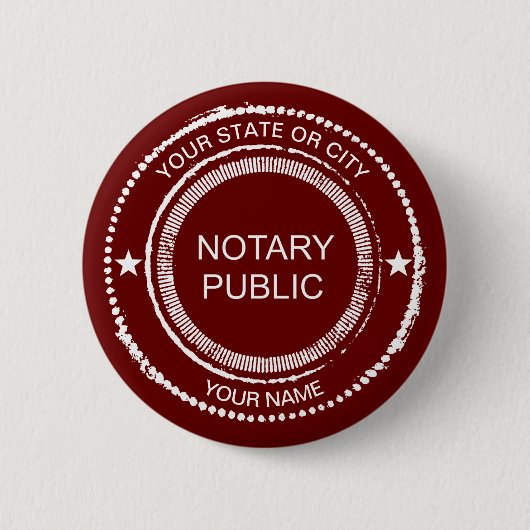 Notaris Public Distress Seal City Name Gepersonali Ronde Button 5,7 Cm (Voorkant)