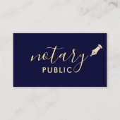 Notaris Public Elegant Script Plain Navy & Gold Visitekaartje (Voorkant)