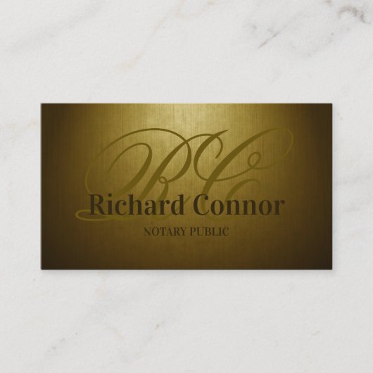 Notaris Public Gold Custom Monogram Visitekaartje (Voorkant)