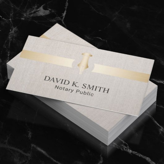 Notaris Public Golden Pen Elegant Linen Visitekaartje
