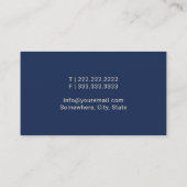 Notaris Public Golden Pen Elegant Navy Blue Visitekaartje (Achterkant)