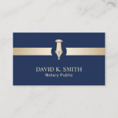Notaris Public Golden Pen Elegant Navy Blue Visitekaartje (Voorkant)