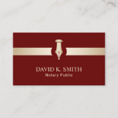 Notaris Public Golden Pen Elegant Red Visitekaartje (Voorkant)