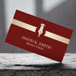 Notaris Public Golden Pen Elegant Red Visitekaartje