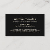 Notaris Public Loan Agent Modern Black & Gold Visitekaartje (Achterkant)