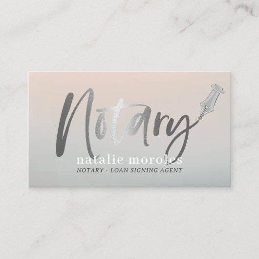 Notaris Public Loan Agent Moderne Zilveren Typogra Visitekaartje (Voorkant)