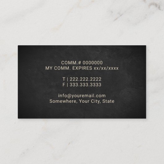 Notaris Public Loan Signing Agent Black Floral Visitekaartje (Achterkant)